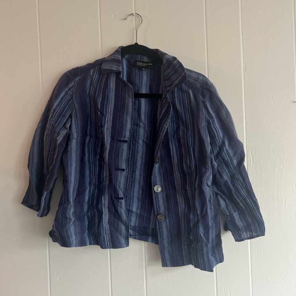 Jones New York Blue Striped Blazer
